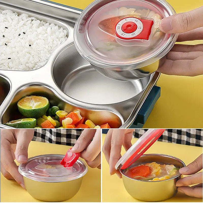 Insulated Stainless Steel Lunch Box with Snap-Lock Gasket and Removable Tray Avento Goods