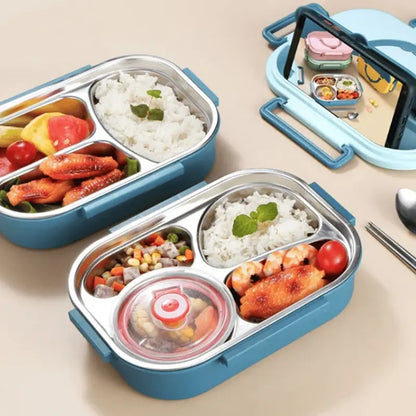 Insulated Stainless Steel Lunch Box with Snap-Lock Gasket and Removable Tray Avento Goods