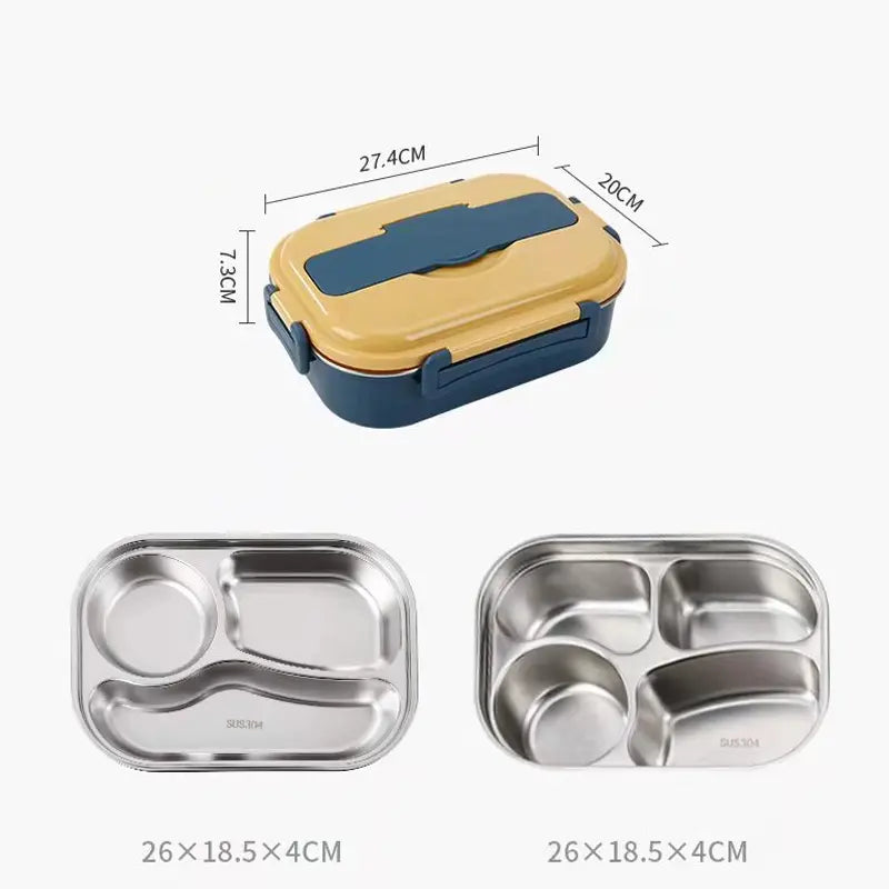 Insulated Stainless Steel Lunch Box with Snap-Lock Gasket and Removable Tray Avento Goods