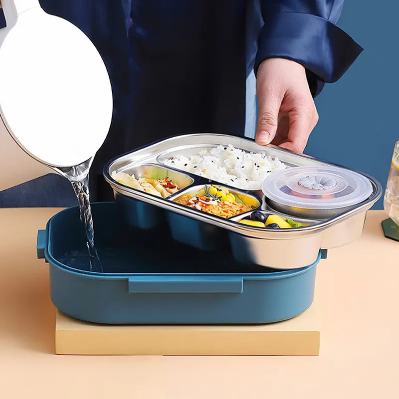 Insulated Stainless Steel Lunch Box with Snap-Lock Gasket and Removable Tray Avento Goods