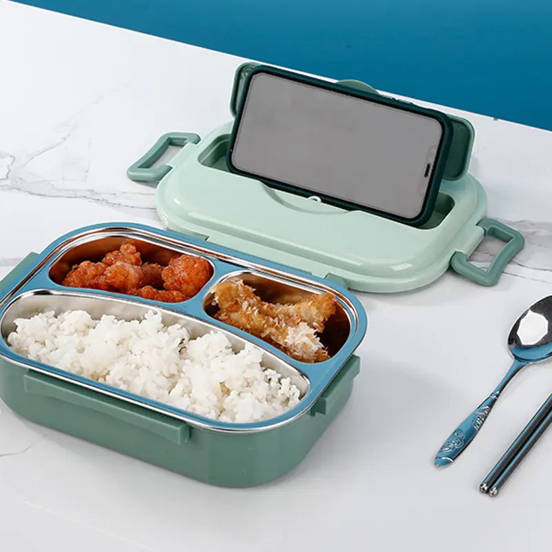 Insulated Stainless Steel Lunch Box with Snap-Lock Gasket and Removable Tray Avento Goods