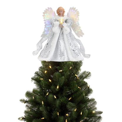 Angel Tree Topper with Motorized Flapping Wings and Fiber Optic Lighting, 12-Inch Height Avento Goods