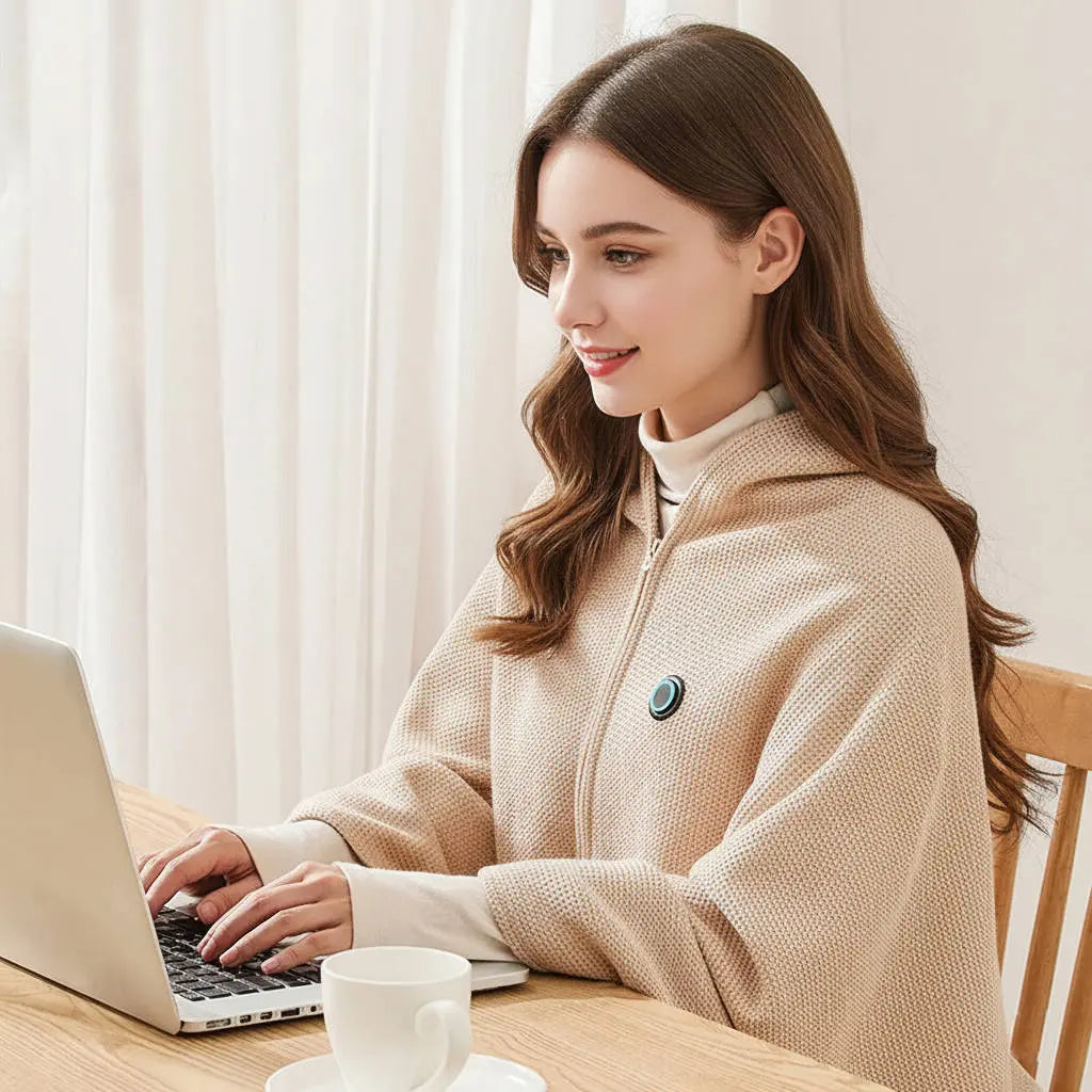 Heated Shawl with 8-Zone Carbon Fiber Heating and 3-Level Heat Control, USB Type C Powered Avento Goods