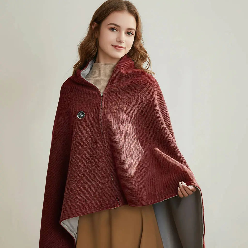 Heated Shawl with 8-Zone Carbon Fiber Heating and 3-Level Heat Control, USB Type C Powered Avento Goods