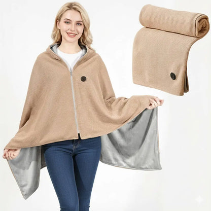 Heated Shawl with 8-Zone Carbon Fiber Heating and 3-Level Heat Control, USB Type C Powered Avento Goods