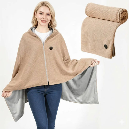 Heated Shawl with 8-Zone Carbon Fiber Heating and 3-Level Heat Control, USB Type C Powered Avento Goods