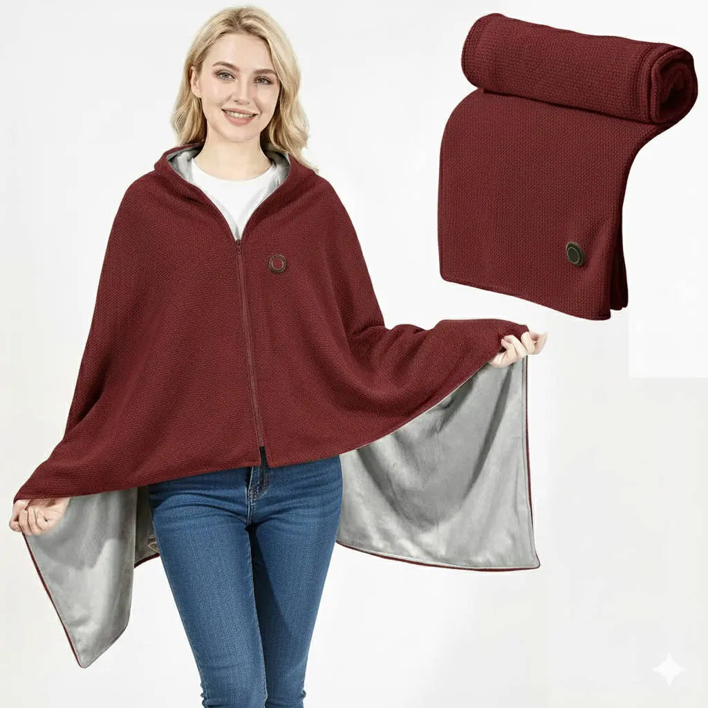 Heated Shawl with 8-Zone Carbon Fiber Heating and 3-Level Heat Control, USB Type C Powered Avento Goods