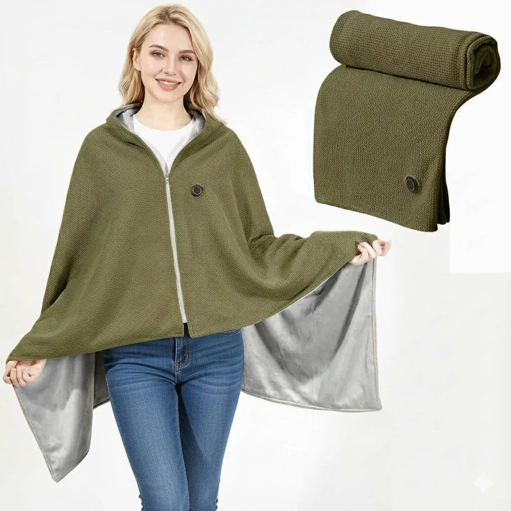 Heated Shawl with 8-Zone Carbon Fiber Heating and 3-Level Heat Control, USB Type C Powered Avento Goods