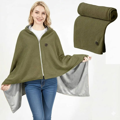Heated Shawl with 8-Zone Carbon Fiber Heating and 3-Level Heat Control, USB Type C Powered Avento Goods