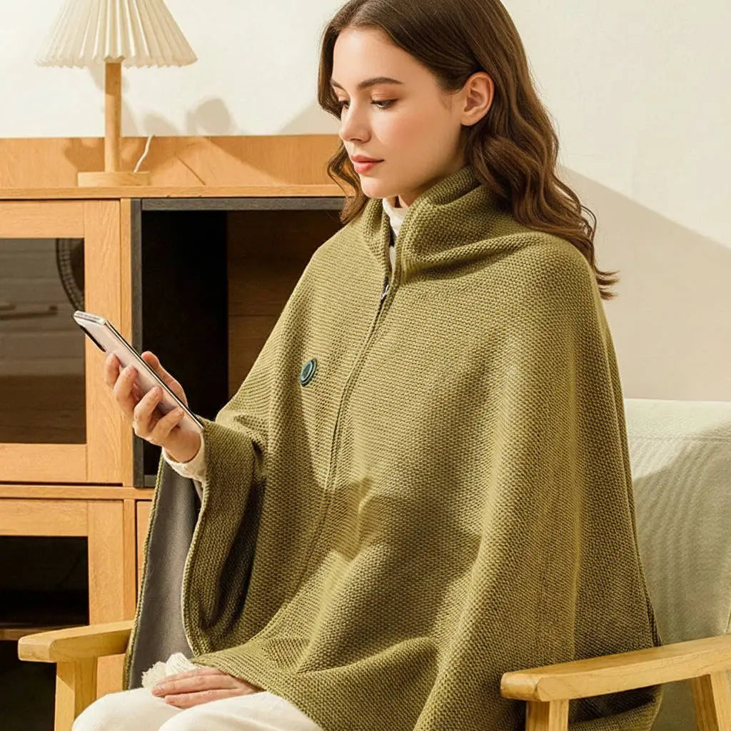 Heated Shawl with 8-Zone Carbon Fiber Heating and 3-Level Heat Control, USB Type C Powered Avento Goods