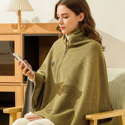Heated Shawl with 8-Zone Carbon Fiber Heating and 3-Level Heat Control, USB Type C Powered Avento Goods