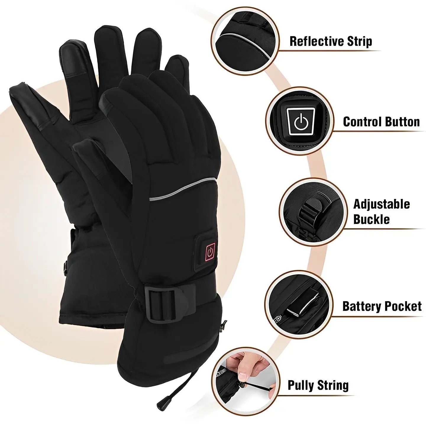 Rechargeable Heated Gloves with Three Heat Levels and Water Resistant, 8-Hour Battery Avento Goods