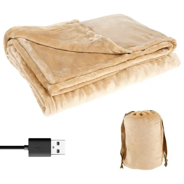 USB Heated Blanket with Soft Flannel and Portable Cordless Power, 63 x 33 in Avento Goods