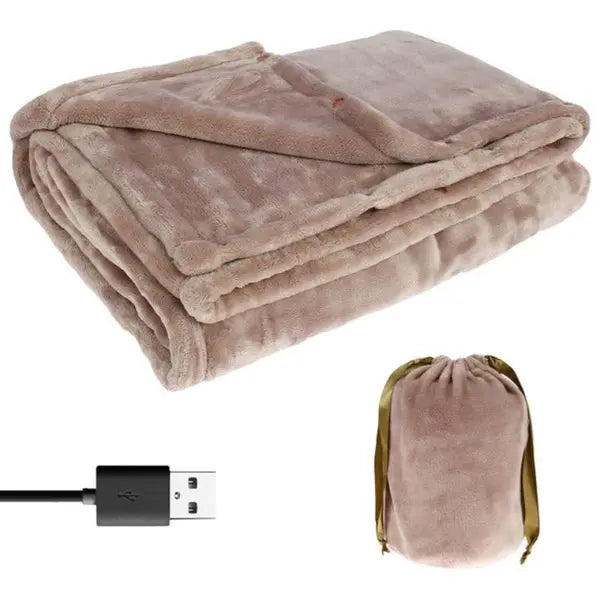 USB Heated Blanket with Soft Flannel and Portable Cordless Power, 63 x 33 in Avento Goods