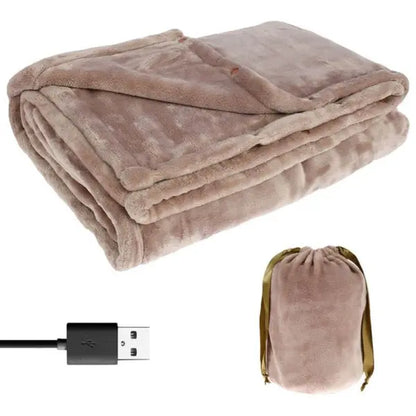 USB Heated Blanket with Soft Flannel and Portable Cordless Power, 63 x 33 in Avento Goods