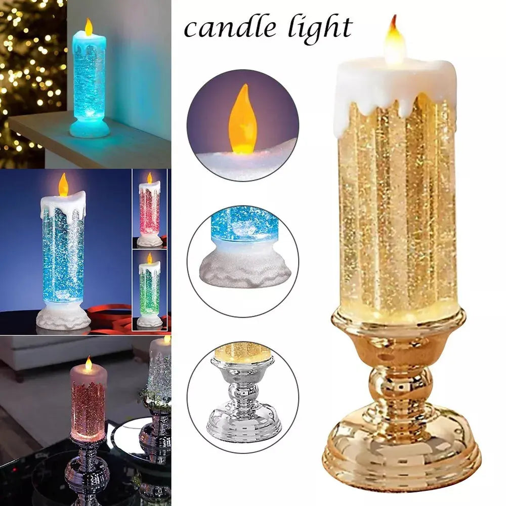 Flameless LED Candle with Spinning Glitter and Color-Changing LEDs, USB or AAA Batteries Avento Goods