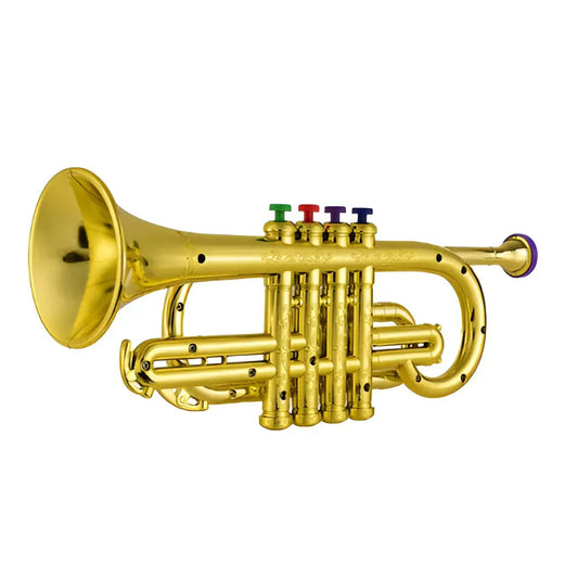Kids Trumpet Toy with Color Coded Keys and Lightweight ABS Body, 4 Notes Avento Goods