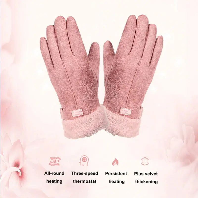 Heated Gloves with 5000mAh Power Bank and Touchscreen Index, Windproof One-Size for Women Avento Goods
