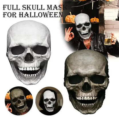 Skull Mask with Movable Jaw and Full Head Coverage, Soft Flexible Latex Unisex Adult Avento Goods