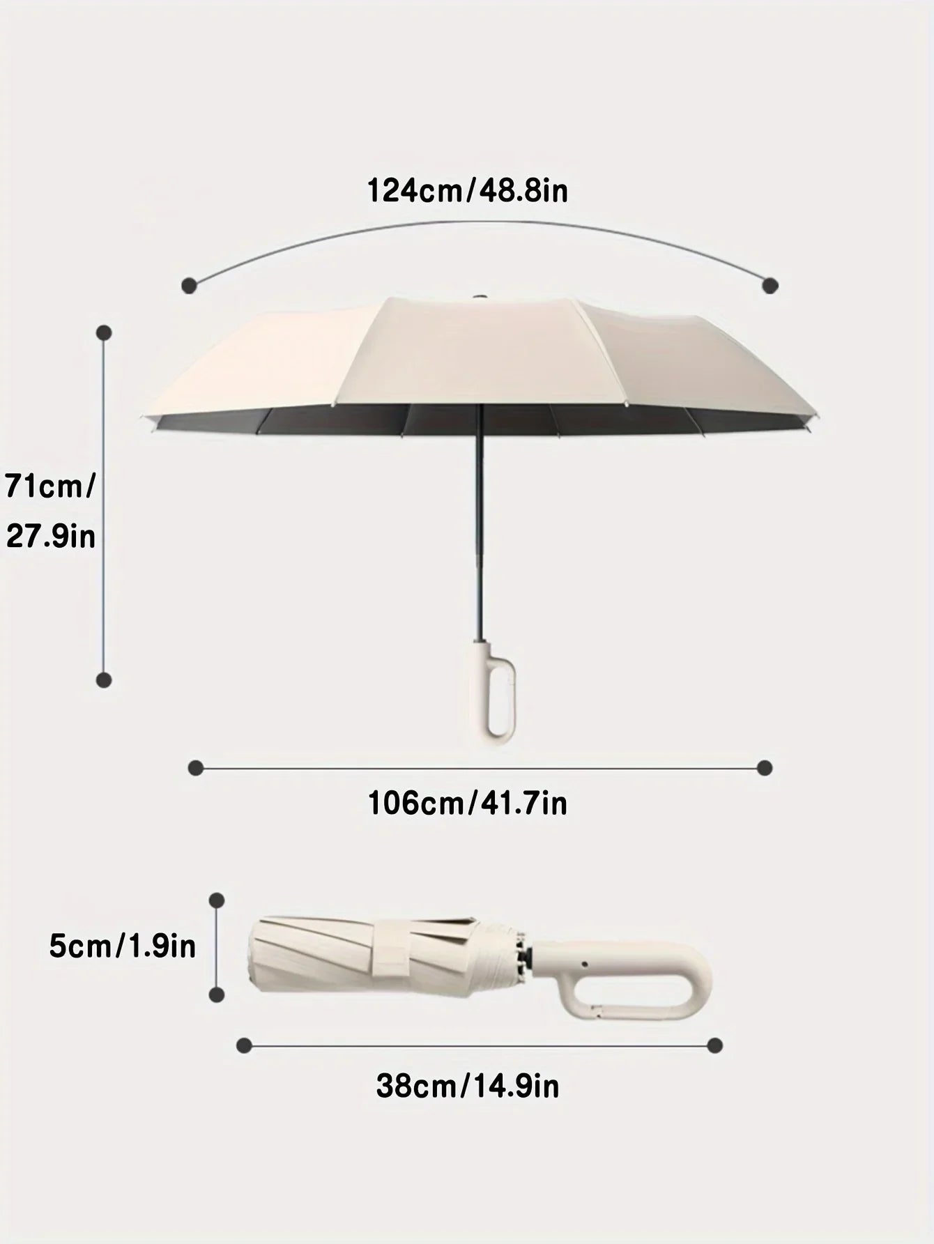 Compact Travel Umbrella with Reinforced Wind-Resistant Frame and One-Touch Open