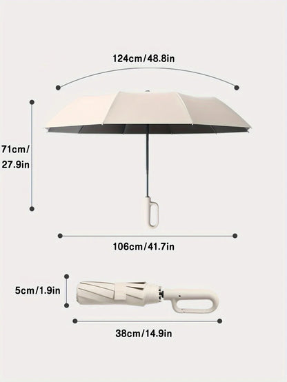 Compact Travel Umbrella with Reinforced Wind-Resistant Frame and One-Touch Open