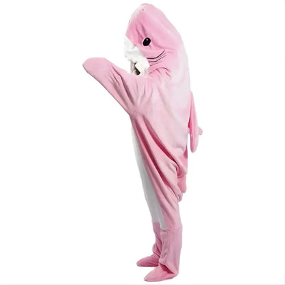 Hooded Shark Blanket with Plush Flannel and Full-Body Toe Coverage, One Size Avento Goods