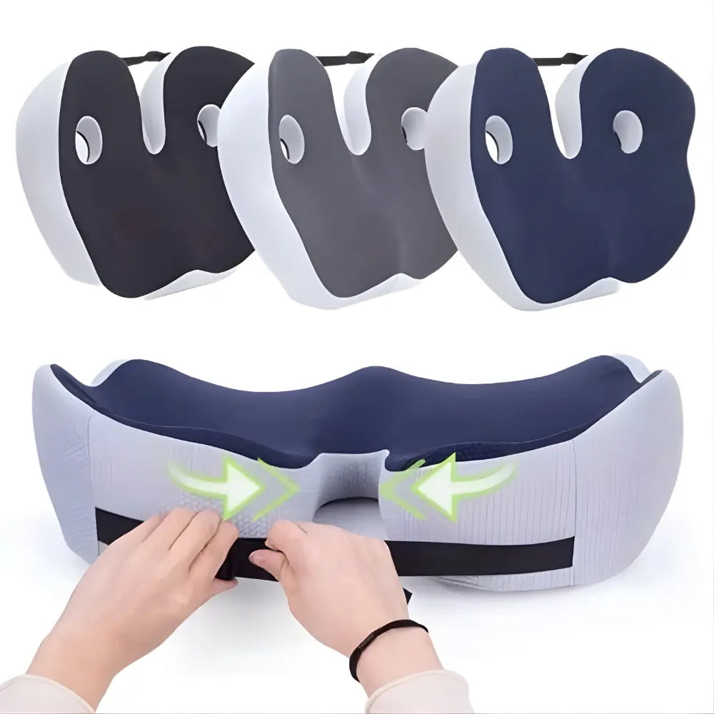 Memory Foam Seat Cushion with Adjustable Foam Inserts and Central Cutout, Non-Slip Base Avento Goods