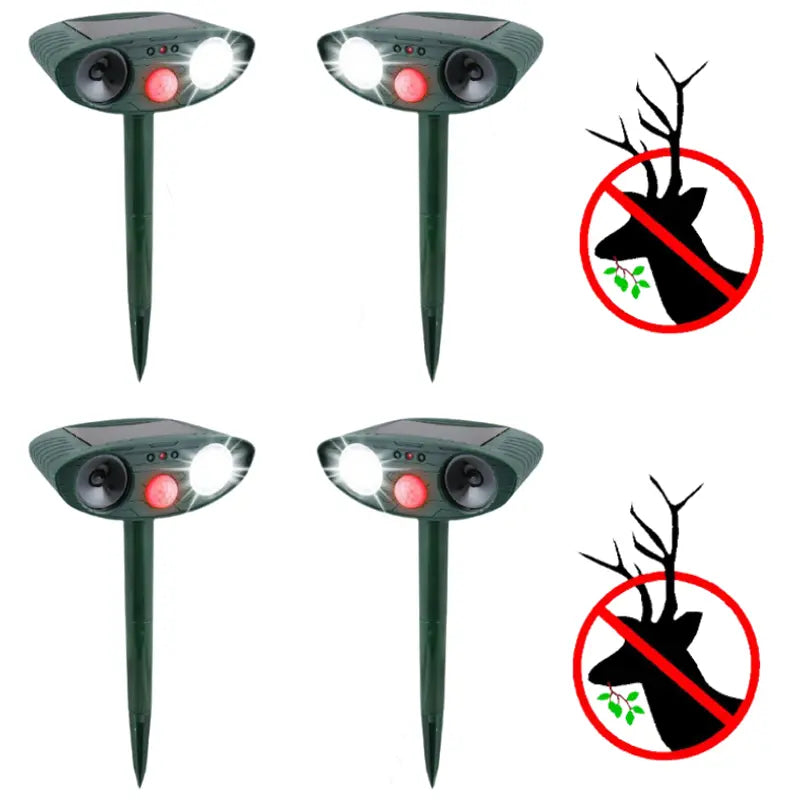 Solar Deer Repeller with Motion Sensor and Adjustable Ultrasonic, Weatherproof, 4-Pack Avento Goods