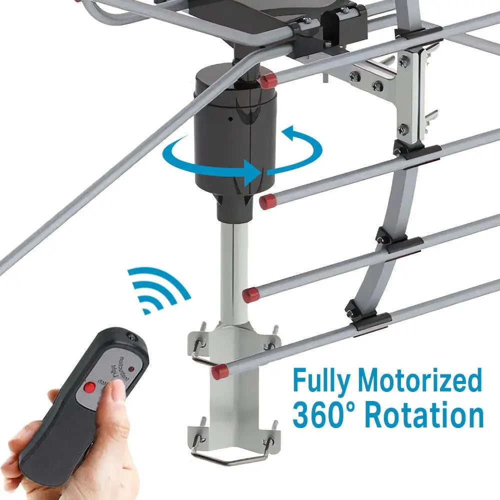 Motorized Outdoor TV Antenna with 360 Degree Rotation and Dual Band UHF VHF, Long Range Avento Goods