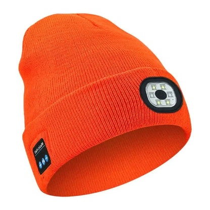 Bluetooth Beanie with Front LED Light and Removable Speaker Module, Washable Acrylic Blend