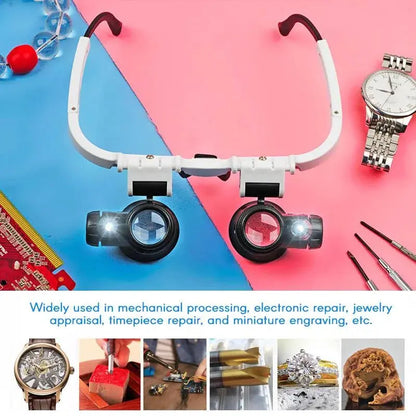 LED Magnifier Headset with Three Lenses 8x/15x/23x and Dual LEDs, Detachable Headband Avento Goods