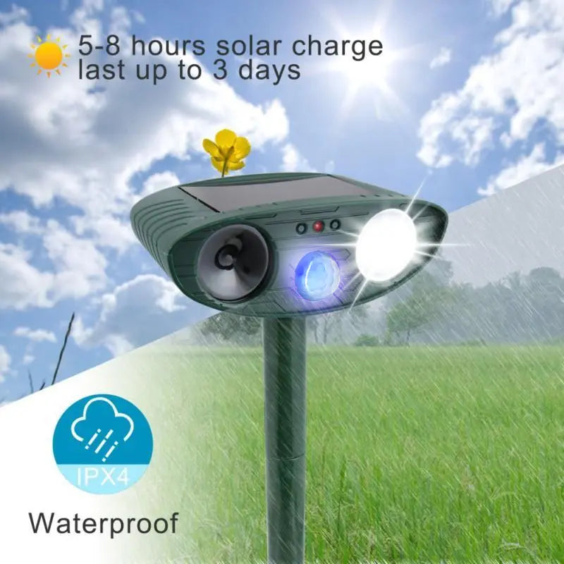 Solar Deer Repeller with Motion Sensor and Adjustable Ultrasonic, Weatherproof, 4-Pack Avento Goods