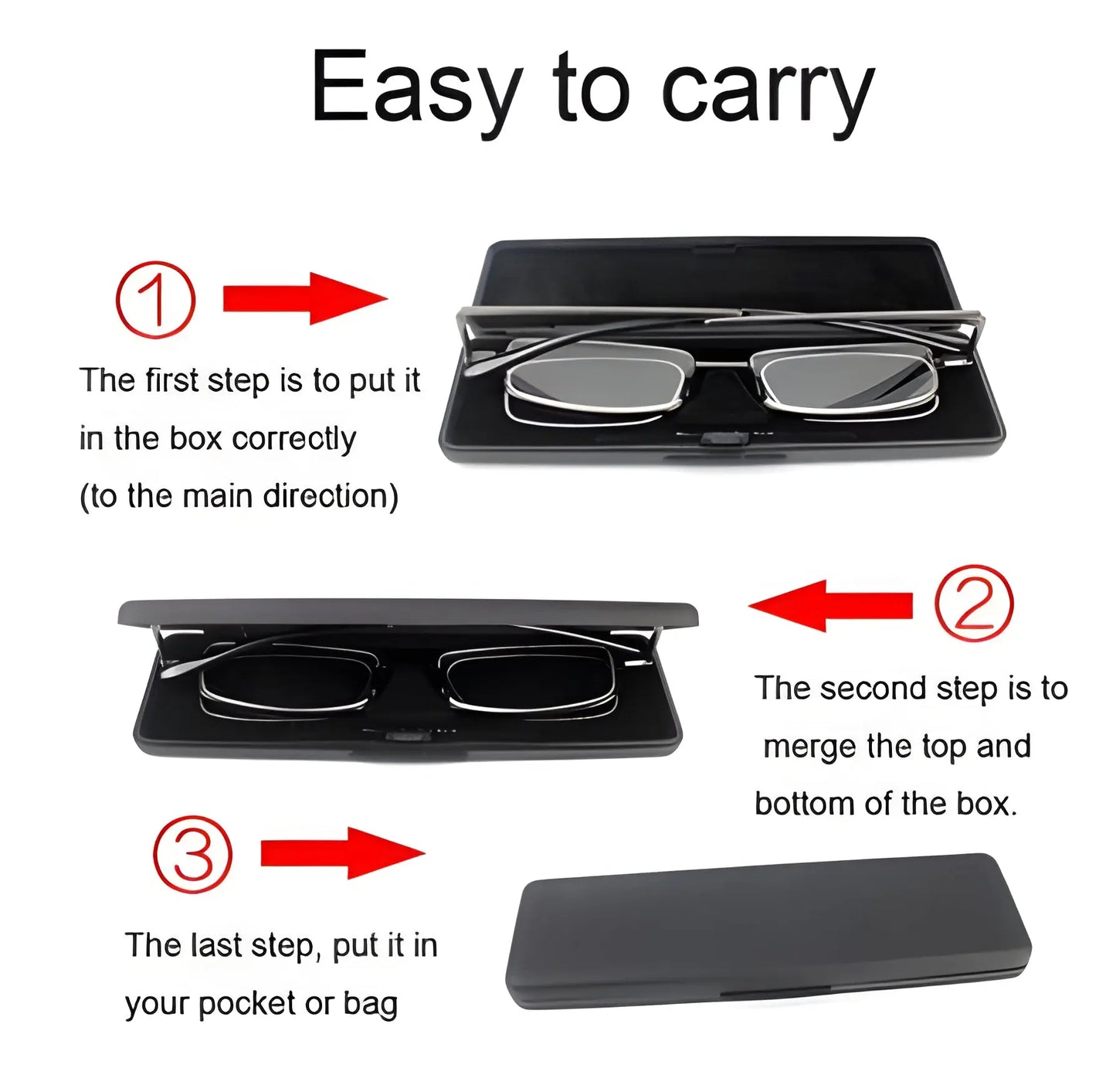 Folding Reading Glasses with Spring Hinge and Slim Protective Case, Ultra-Compact Avento Goods