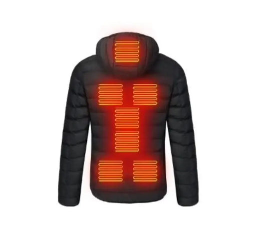 Heated Jacket with USB Power Port and 3 Heat Settings, Weather-Resistant Black Avento Goods