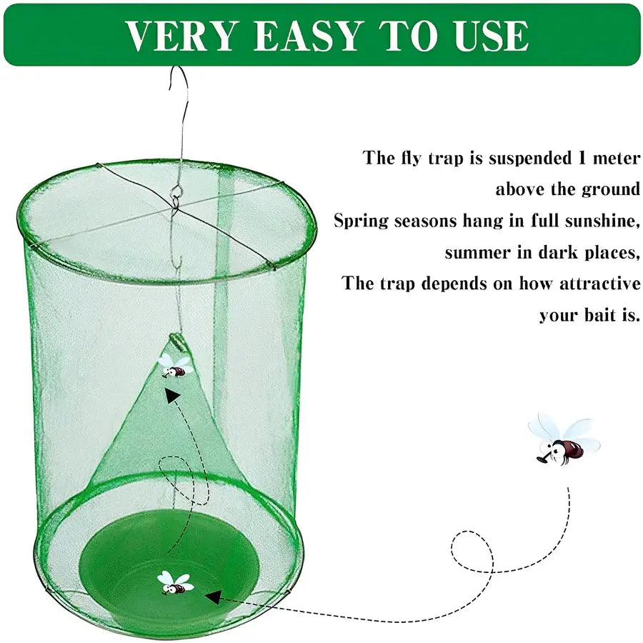 Reusable Fly Trap with Odorless Bait and Expandable Capture Chamber, Foldable Avento Goods