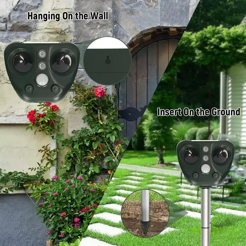Bird Repeller with Ultrasonic Pulses and Solar Charging, USB Backup, 30ft Range Avento Goods