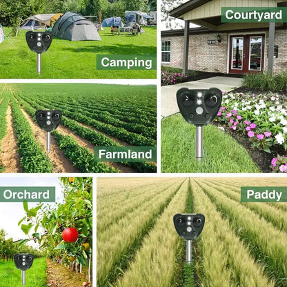 Bird Repeller with Ultrasonic Pulses and Solar Charging, USB Backup, 30ft Range Avento Goods