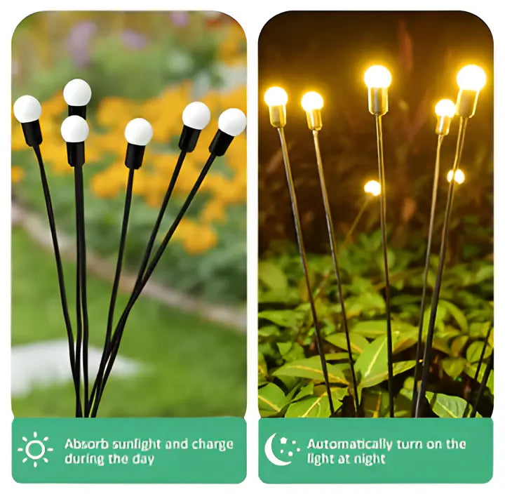 Solar Garden Lights with Flexible Swaying Stakes and Warm White LED, 27.5-Inch Height Avento Goods