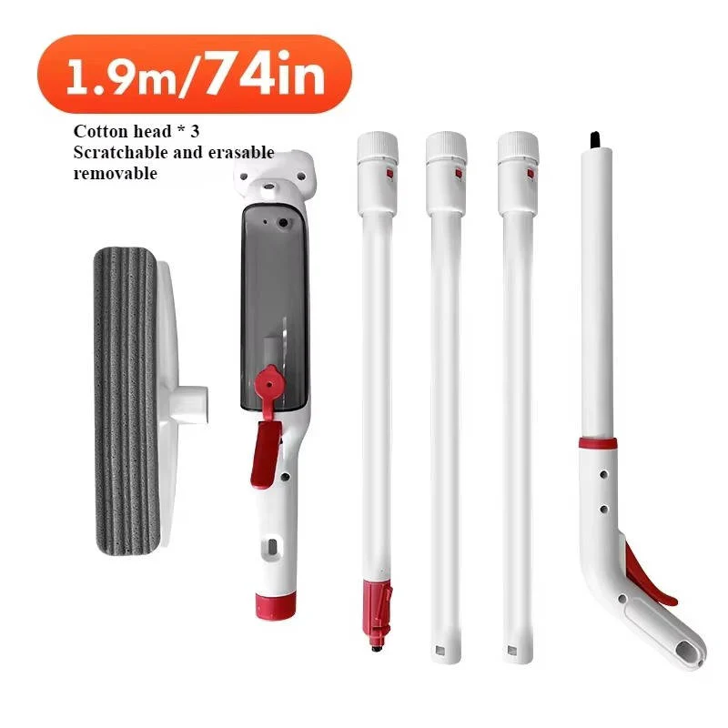 Telescopic Window Cleaner with Trigger Spray and Dual Scrub Squeegee, 51-Inch Reach