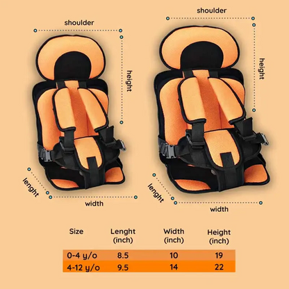 Child Car Seat Cushion with Adjustable Five-Point Harness and Breathable Mesh, Foldable