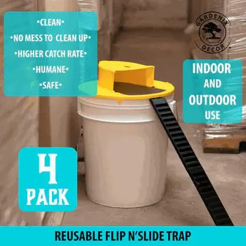 Bucket Mouse Trap with Auto-Reset Lid and Reusable Design, 4-Pack for 5-Gallon Buckets Avento Goods