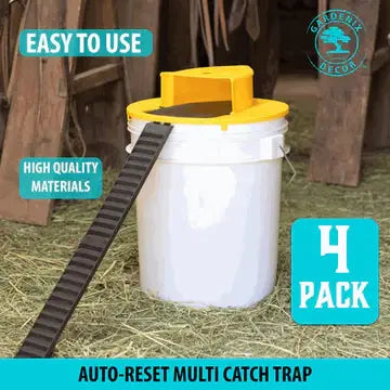 Bucket Mouse Trap with Auto-Reset Lid and Reusable Design, 4-Pack for 5-Gallon Buckets Avento Goods