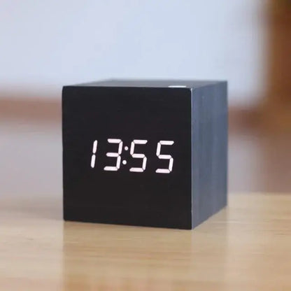 Wooden Digital Clock with Invisible LED Display and Alarm, USB or Battery Power Avento Goods