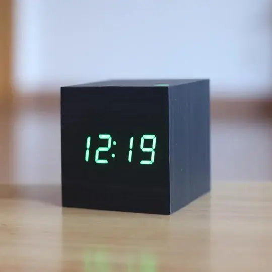 Wooden Digital Clock with Invisible LED Display and Alarm, USB or Battery Power Avento Goods