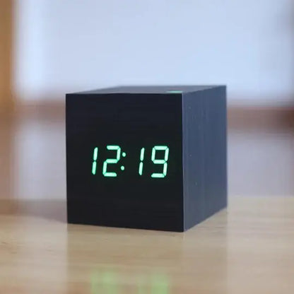 Wooden Digital Clock with Invisible LED Display and Alarm, USB or Battery Power Avento Goods