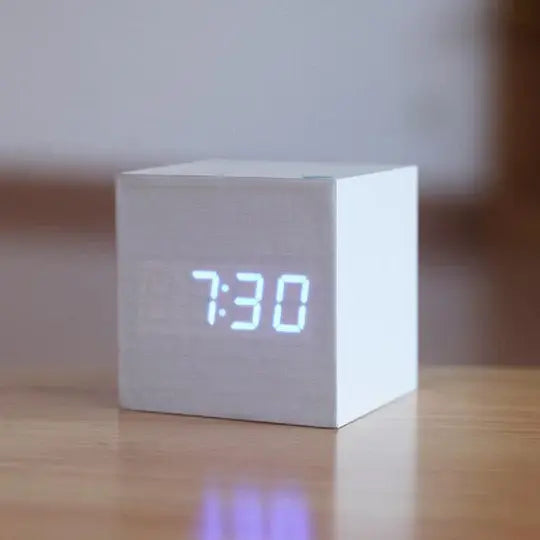 Wooden Digital Clock with Invisible LED Display and Alarm, USB or Battery Power Avento Goods