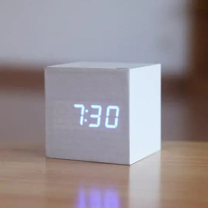 Wooden Digital Clock with Invisible LED Display and Alarm, USB or Battery Power Avento Goods