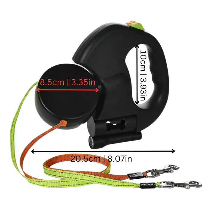 Dual Retractable Dog Leash with 360-Degree Swivel and Built-In LED, Ergonomic Grip Avento Goods