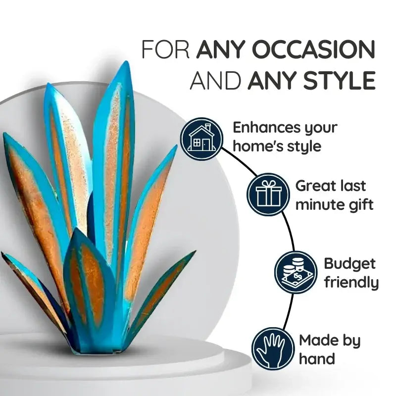 Metal Agave Sculpture with Rustic Finish and Weather-Resistant Construction, Easy Assembly Avento Goods