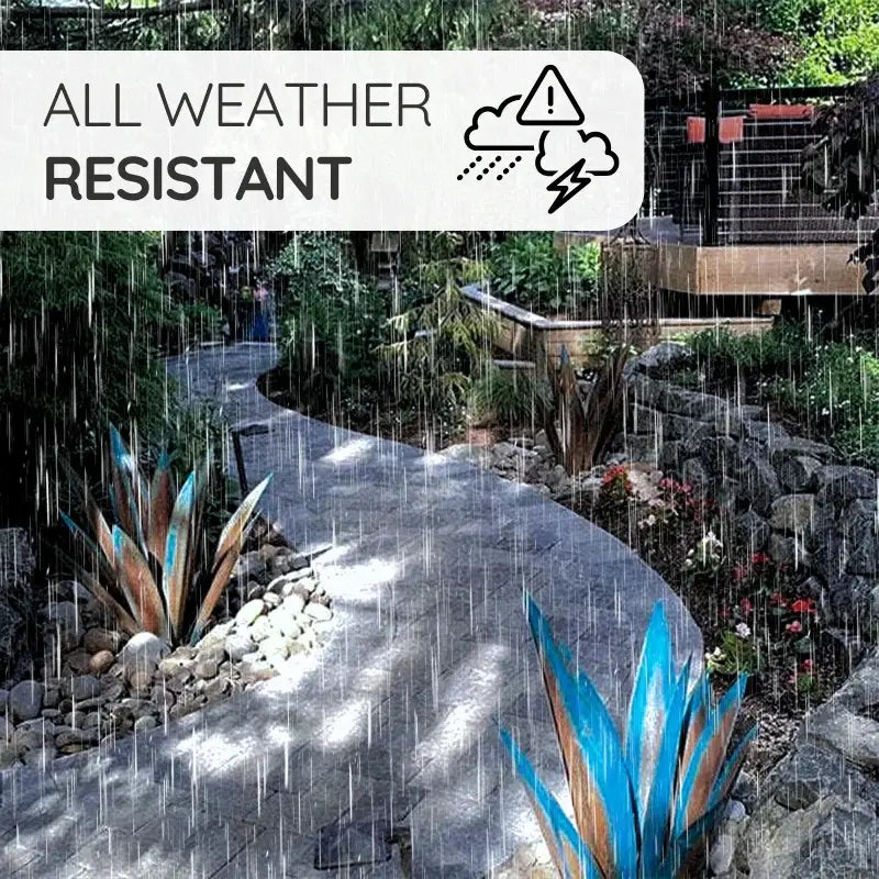 Metal Agave Sculpture with Rustic Finish and Weather-Resistant Construction, Easy Assembly Avento Goods